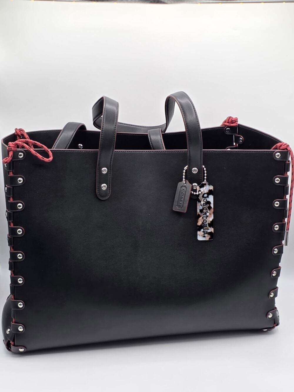 Coach Coachtopia CO666 Large Re-Laceable Black Leather Tote Retail $550